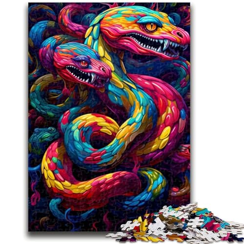 Buntes Schlangen-Kunst-Puzzle für Teenager, 1000 Teile, Lernspiele, Heimdekoration, Geschenk für die ganze Familie (50x75cm) von AADSAZA
