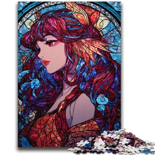 Buntglas-Animations-Puzzle für Erwachsene, 1000 Teile, hilft dem Gehirn, süchtig machendes Spielzeug zu trainieren, um Geduld bei der Eltern-Kind-Interaktion zu fördern (38x26cm) von AADSAZA