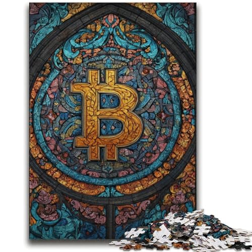 Buntglas-Bitcoin-Puzzles für Erwachsene und Teenager, Puzzle, hilft dem Gehirn, süchtig machendes Spielzeug zu trainieren, um Geduld zu fördern, geeignet für Paare (70x100cm) von AADSAZA