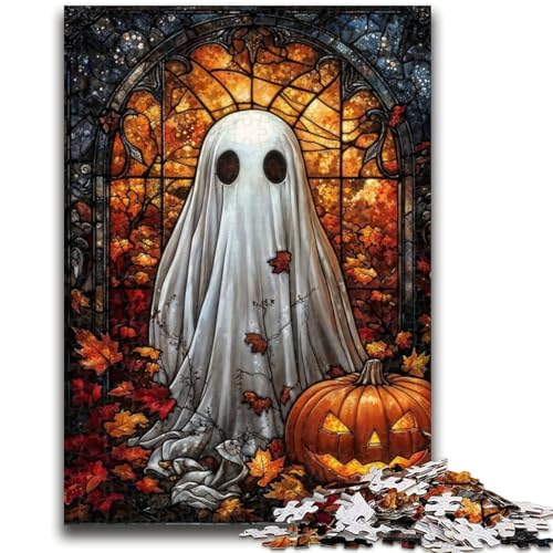 Buntglas-Halloween-Puzzles für Teenager, 1000 Puzzles, Lernspiele, Wanddekoration, einzigartige Geburtstags (38x26cm) von AADSAZA