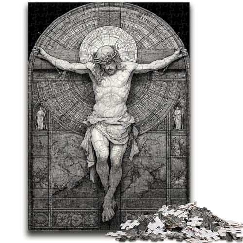 Buntglas-Jesus-Puzzle, 1000 Teile, Geschenk für Teenager, hilft dem Gehirn, süchtig machendes Spielzeug zu trainieren, um Geduld zu fördern, geeignet für Paare (38x26cm) von AADSAZA
