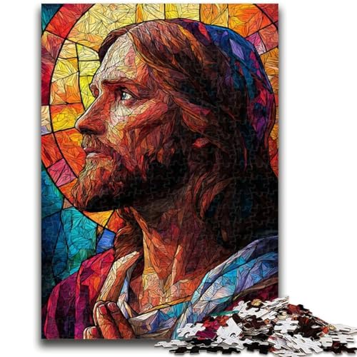 Buntglas-Jesus-Puzzle, 1000 Teile, für Erwachsene und Jugendliche, Spielzeug, Lernspiele, stressabbauende Wanddekoration (50x75cm) von AADSAZA