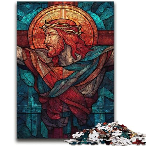Buntglas-Jesus-Puzzle, 2000 Teile, für Teenager, Familienspiel, Stressabbau, schwierige Herausforderung, tolle Geschenke und Spielzeuge (70x100cm) von AADSAZA