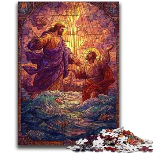 Buntglas-Jesus-Puzzle, 2000 Teile, für Teenager, Geschenke, Quizspiel, Wanddekoration, einzigartige Geburtstags (70x100cm) von AADSAZA