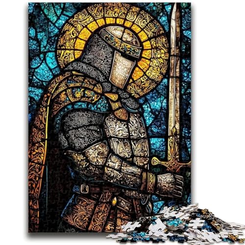 Buntglas-Krieger-Puzzle, 1000 Teile, für Teenager, Geschenke, Spielzeug, Lernspiele, Stressabbau, tolle Geschenke und Spielzeuge (50x75cm) von AADSAZA