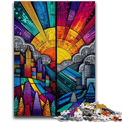 Buntglas-Puzzles für Teenager, 1000-teiliges Puzzle, lustige Spiele, jedes Teil ist einzigartig – anspruchsvolles Familienspiel (50x75cm) von AADSAZA