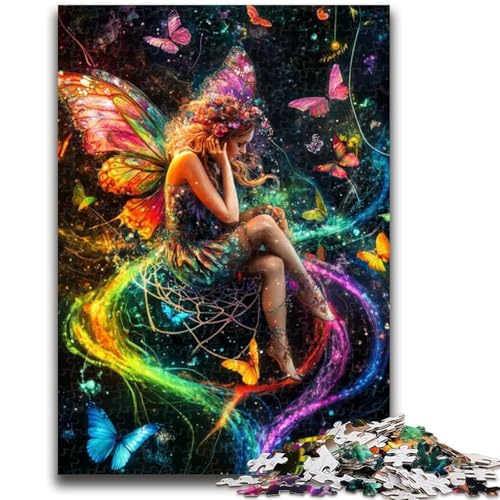 Butterfly Girl Puzzle für Erwachsene, 1000 Teile, schwierig, Lernspielzeug, Familienspiele mit passendem Poster und Quizblatt (50x75cm) von AADSAZA