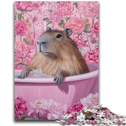 Capybara im Badezimmer-Puzzle, 1000 Teile, für Teenager, Denksportspiel, Wanddekoration, einzigartige Geburtstags (38x26cm) von AADSAZA