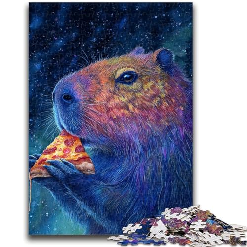 Capybara isst Pizza, Puzzle für Erwachsene, 1000 Teile, hilft dem Gehirn, süchtig machendes Spielzeug zu trainieren, um Geduld bei der Eltern-Kind-Interaktion zu fördern (50x75cm) von AADSAZA