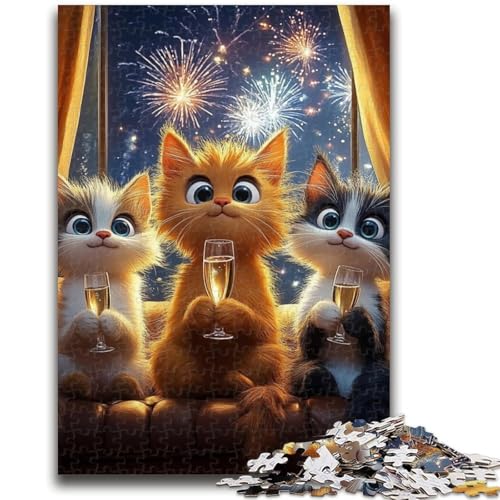 Cartoon-Katzen-Puzzle für Erwachsene, 1000 Teile, hilft dem Gehirn, süchtig machendes Spielzeug zu trainieren, um die Geduld der Eltern-Kind-Interaktion zu fördern (38x26cm) von AADSAZA
