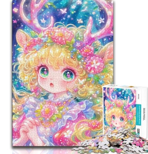 Cartoon-Puzzle mit kleinem Hirschmädchen, 1000 Teile, für Teenager, Geschenke, Lernspiele, Heimdekoration, als Geschenk für die ganze Familie (38x26cm) von AADSAZA