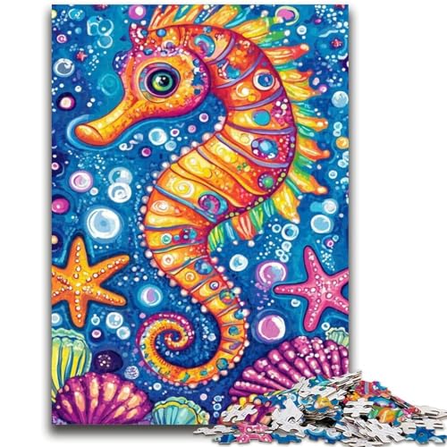 Cartoon-Seepferdchen-Puzzle für Teenager, 1000 Teile, anspruchsvolles Spiel und Familienspiel mit vollständig ineinandergreifenden, zufällig geformten Teilen (38x26cm) von AADSAZA