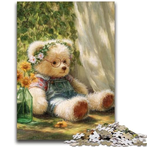 Cartoon-Teddybär-Puzzle für Teenager, 1000 Teile, dekomprimierendes intellektuelles Lernspielzeug, tolle Geschenke und Spielzeuge (50x75cm) von AADSAZA