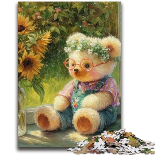 Cartoon-Teddybär-Puzzle für Teenager, 1000 Teile, dekomprimierendes intellektuelles Lernspielzeug, tolle Geschenke und Spielzeuge (50x75cm) von AADSAZA
