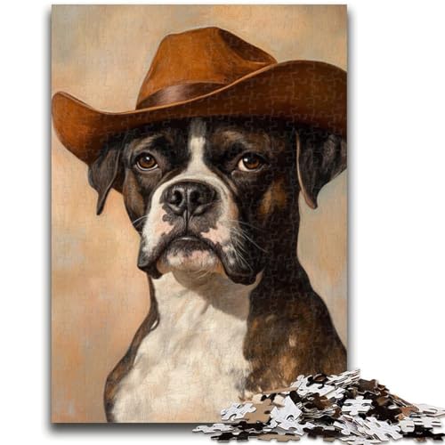Cowboy-Boxer-Hund, 1000 Teile Puzzle für Erwachsene und Jugendliche, Mustermontage, Spaß bei Aktivitäten zu Hause, Geburtstagsgeschenk, Reisegeschenke (50x75cm) von AADSAZA