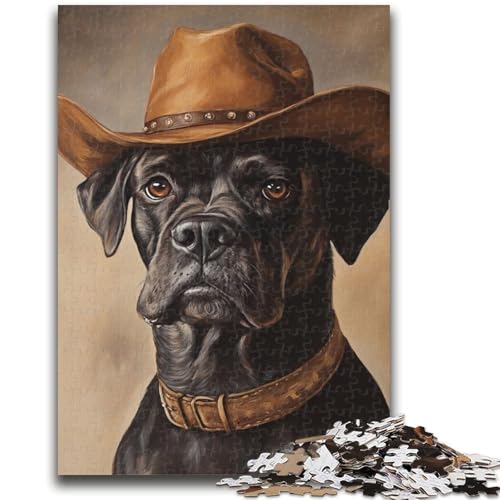 Cowboy-Boxer-Hund, 1000 Teile Puzzle für Erwachsene und Jugendliche, dekomprimierendes intellektuelles Lernspielzeug, perfekte Dekoration (50x75cm) von AADSAZA