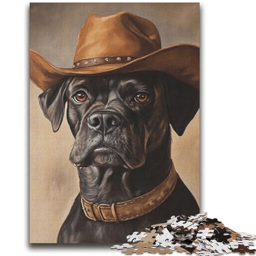 Cowboy-Boxer-Hund-Puzzle, 2000 Teile, Geschenk für Erwachsene, anspruchsvoll zu vervollständigen, Aber lustig und humorvoll, einzigartige Heimdekoration und Geschenke (70x100cm) von AADSAZA