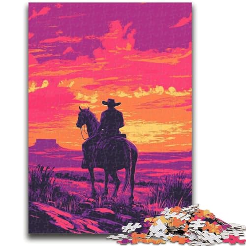 Cowboys bei Sonnenuntergang, Puzzle für Erwachsene, 1000 Teile, hilft dem Gehirn, süchtig machendes Spielzeug zu trainieren, um Geduld und Eltern-Kind-Interaktion zu fördern (50x75cm) von AADSAZA