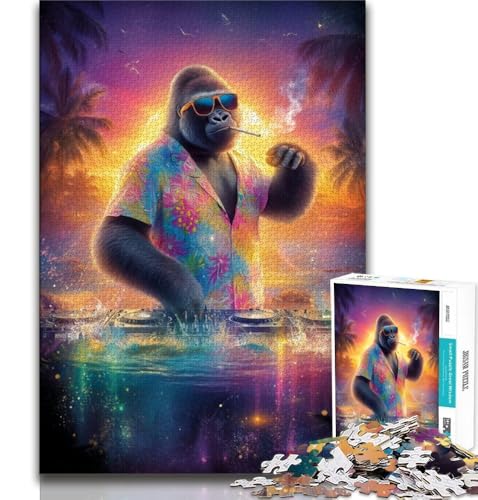 DJ Chimp Puzzles für Erwachsene und Teenager, Puzzle, Gehirnintelligenz-Herausforderung, süchtig machendes Spielzeug für die Heimdekoration (75x50cm) von AADSAZA