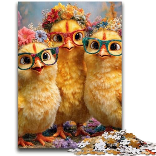 DREI kleine Hühner-Puzzles für Teenager, 1000 Teile, Mustermontage, Spaß bei Aktivitäten zu Hause, Geburtstagsgeschenk, Reisegeschenke (50x75cm) von AADSAZA
