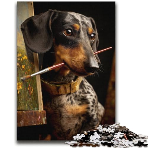 Dackel-Maler-Puzzles für Erwachsene und Teenager, Puzzle zum Stressabbau, schwierige Herausforderung, geeignet als Schreibtischdekoration (70x100cm) von AADSAZA