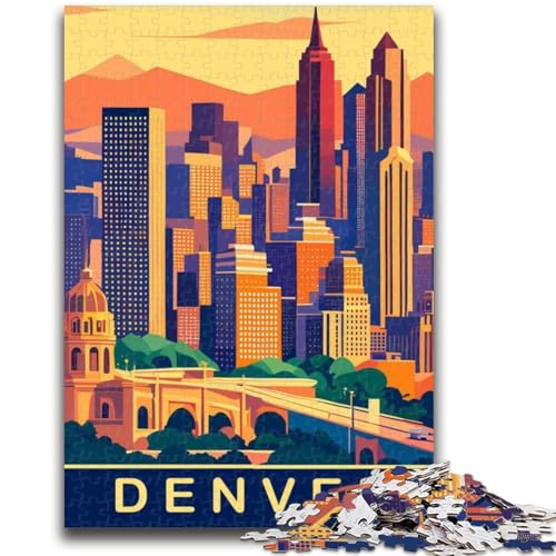 Denver Skyline Puzzle 1000 Teile für Erwachsene Geschenke, Familienspiel zum Stressabbau, schwierige Herausforderung, tolle Geschenke und Spielzeuge (50x75cm) von AADSAZA