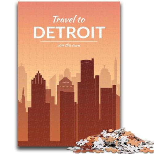 Detroit-Puzzle für Erwachsene, 1000 Teile, anspruchsvolles Spiel und Familienspiel, ganze Familie (38x26cm) von AADSAZA