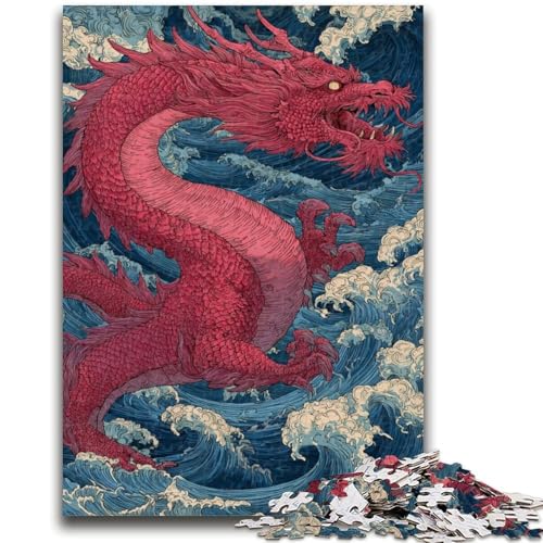Drachen-Puzzle im japanischen Stil für Teenager, 1000 Puzzles, Spielzeug, Lernspiele, Stressabbau, geeignet als Schreibtischdekoration (38x26cm) von AADSAZA