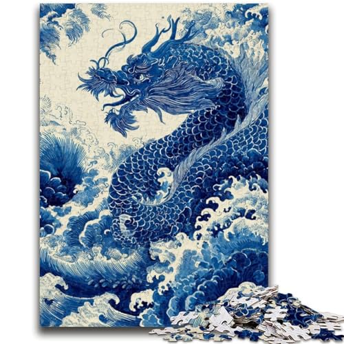 Drachen-Puzzle im japanischen Stil für Teenager, 1000 Teile, dekomprimierendes intellektuelles Lernspielzeug, tolle Geschenke und Spielzeuge (50x75cm) von AADSAZA