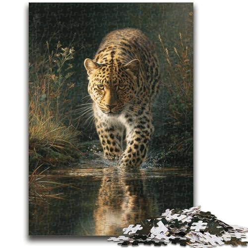 Dschungel-Leoparden-Puzzles für Erwachsene und Teenager, Puzzle, Spielzeug, Lernspiele, Stressabbau, tolle Geschenke und Spielzeuge (38x26cm) von AADSAZA