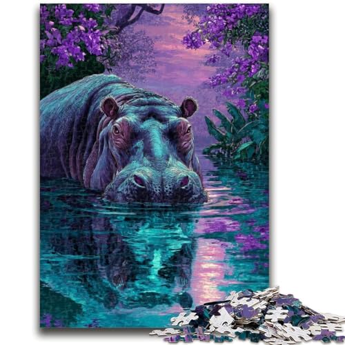 Dschungel-Nilpferd-Puzzle 1000 Teile für Erwachsene und Jugendliche, Spielzeug, Lernspiele, Stressabbau, tolle Geschenke und Spielzeuge (50x75cm) von AADSAZA