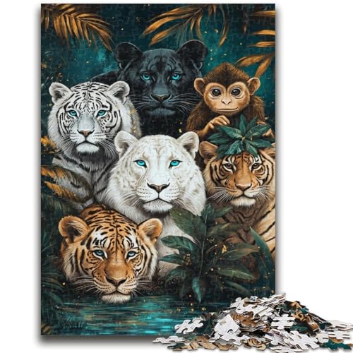 Dschungeltiere-Puzzle 1000 Teile für Erwachsene und Jugendliche, Spielzeug, Lernspiele, Stressabbau, tolle Geschenke und Spielzeuge (38x26cm) von AADSAZA
