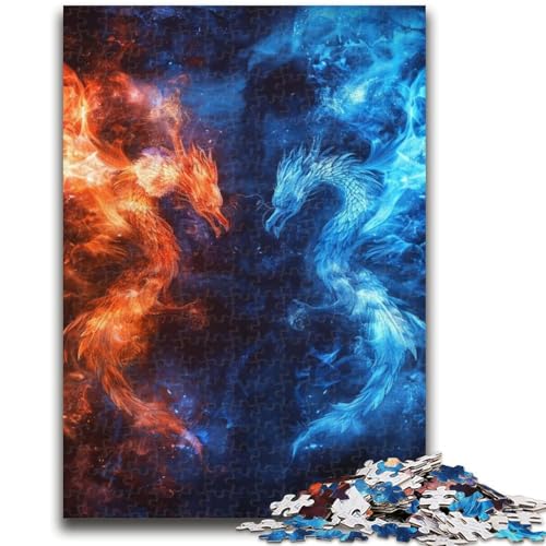 EIS- und Feuerdrachen-Puzzle 1000 Teile für Teenager, Geschenke, Spielzeug, Lernspiele, Stressabbau, tolle Geschenke und Spielzeuge (38x26cm) von AADSAZA