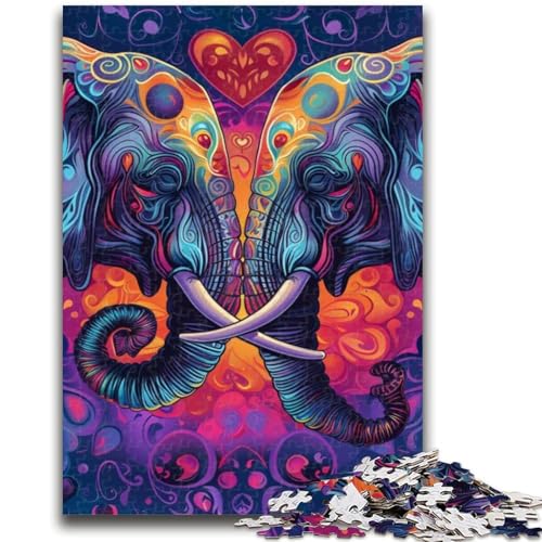 Elefantenpaar-Puzzle 1000 Teile für Teenager-Geschenke, Quizspiel, Wanddekoration, einzigartige Geburtstags (38x26cm) von AADSAZA