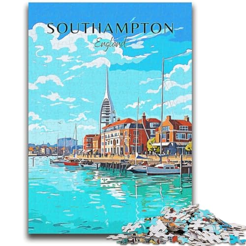 England Southampton Reise-Puzzle mit 1000 Teilen, anspruchsvolles Spiel und Wanddekoration für die ganze Familie, einzigartige Geburtstags (38x26cm) von AADSAZA