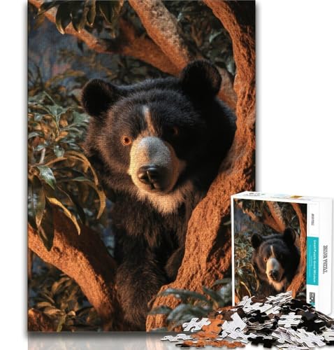 Fantasy-Puzzle mit schwarzem Bären für Teenager, 1000 Puzzles, Lernspiel, Herausforderung, Spielzeug, einzigartige Heimdekoration und Geschenke (75x50cm) von AADSAZA