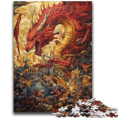 Fantasy Red Dragon 1000-teiliges Puzzle für Erwachsene, Geschenke, dekomprimierendes intellektuelles Lernspielzeug, perfekte Dekoration (38x26cm) von AADSAZA