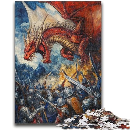 Fantasy Red Dragon Puzzle für Erwachsene, 1000 Teile, hilft dem Gehirn, süchtig machendes Spielzeug zu trainieren, um Geduld bei der Eltern-Kind-Interaktion zu fördern (38x26cm) von AADSAZA