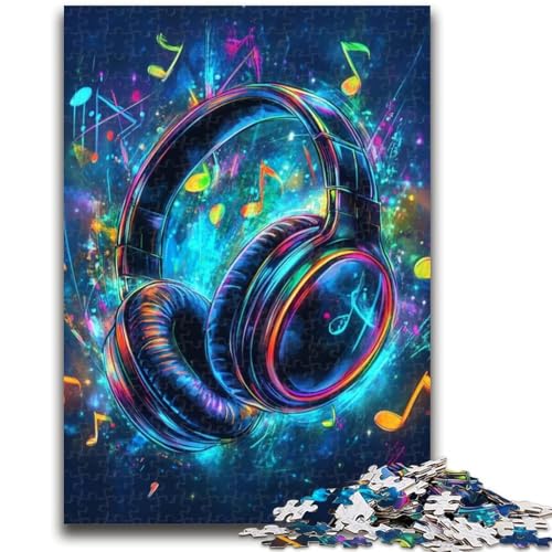 Farbige Kopfhörer, 1000 Teile, Puzzle für Erwachsene und Jugendliche, dekomprimierendes intellektuelles Lernspielzeug, perfekte Dekoration (38x26cm) von AADSAZA
