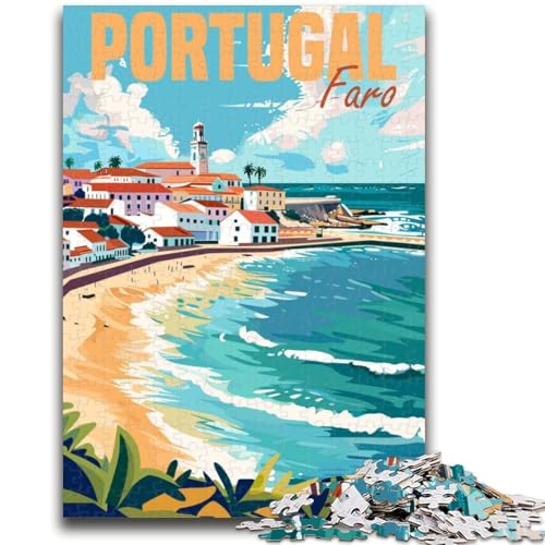 Faro Portugal Reise-Puzzle mit 1000 Teilen für Erwachsene und Jugendliche, lustige Spiele, jedes Teil ist einzigartig – anspruchsvolles Familienspiel (38x26cm) von AADSAZA