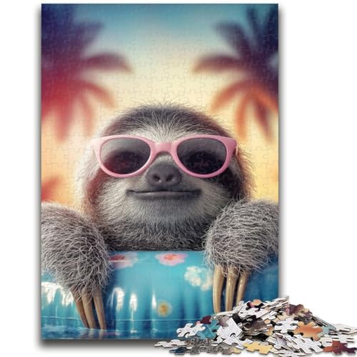 Faultier im Urlaub, Puzzles für Erwachsene und Jugendliche, 1000 Teile, hilft dem Gehirn, süchtig machendes Spielzeug zu trainieren, um Geduld zu fördern, EIN Kunstwerk (38x26cm) von AADSAZA
