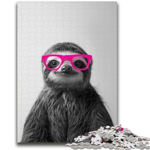 Faultier mit Brille, 1000-teiliges Puzzle für Erwachsene und Jugendliche, anspruchsvolles Spiel, ganze Familie (38x26cm) von AADSAZA