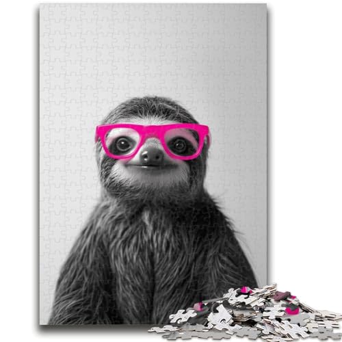 Faultier mit Brille, Puzzle für Teenager, 1000 Teile, anspruchsvolles Spiel und Familienspiel mit vollständig ineinandergreifenden, zufällig geformten Teilen (50x75cm) von AADSAZA