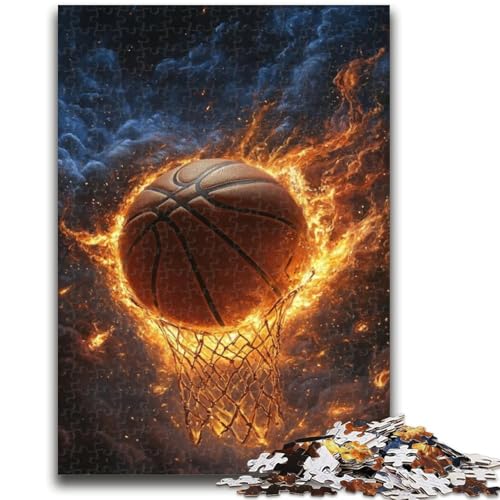 Flame Basketball Puzzles für Erwachsene und Teenager, 1000 Teile Puzzle, Dekomprimierendes intellektuelles Lernspielzeug, tolle Geschenke und Spielzeuge (38x26cm) von AADSAZA