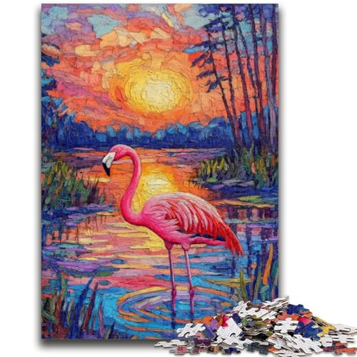 Flamingo am Wasser bei Sonnenuntergang, Puzzle 1000 Teile für Teenager, Denkspiel, Wanddekoration, einzigartige Geburtstags (50x75cm) von AADSAZA