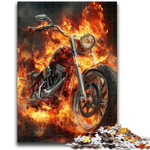 Flammen-Motorrad-Puzzles für Erwachsene und Teenager, Puzzle, Spielzeug, Lernspiele, Stressabbau, tolle Geschenke und Spielzeuge (50x75cm) von AADSAZA
