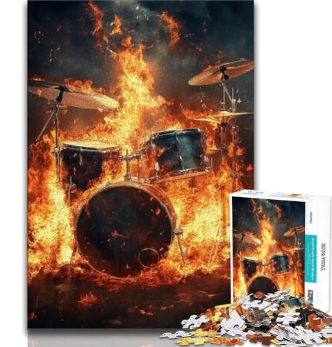 Flammentrommel-Set, 1000-teiliges Puzzle für Teenager, dekomprimierendes intellektuelles Lernspielzeug, tolle Geschenke und Spielzeuge (75x50cm) von AADSAZA