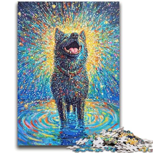 Fröhlicher, skurriler Akita-Hund, 1000-teiliges Puzzle für Erwachsene, Geschenke, Familienspiel, Stressabbau, schwierige Herausforderung, tolle Geschenke und Spielzeuge (50x75cm) von AADSAZA