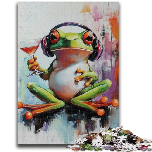 Frosch hört Musik-Puzzles für Erwachsene und Jugendliche, Dekomprimierendes intellektuelles Lernspielzeug, Geburtstagsgeschenk, Geschenke, Wandkunst (50x75cm) von AADSAZA