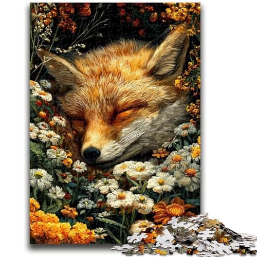 Fuchs schläft in den Blumen, 1000-teiliges Puzzle für Erwachsene und Jugendliche, anspruchsvolles Spiel und Familienspiel, ganze Familie (38x26cm) von AADSAZA